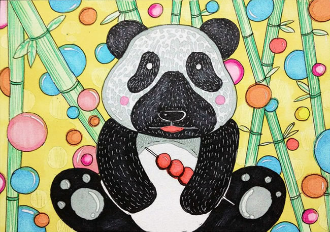 小熊猫儿童画图片