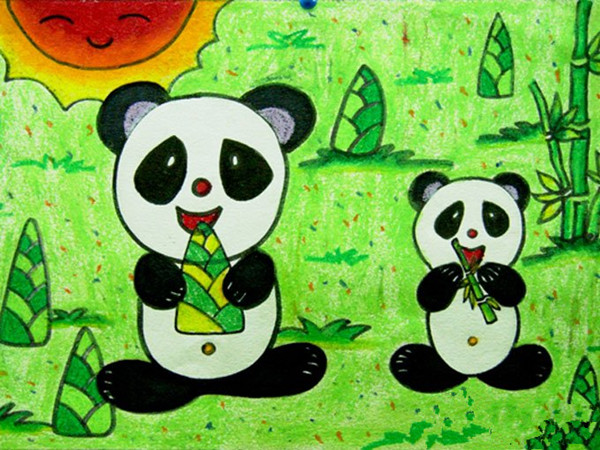 小熊猫儿童画图片