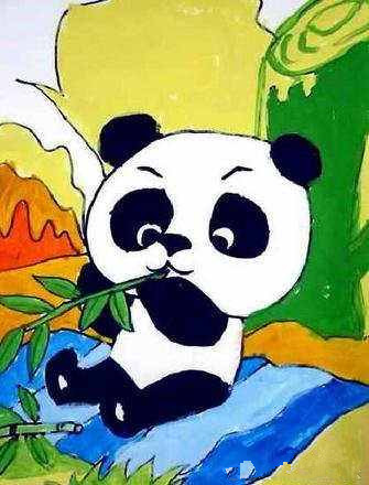 小熊猫儿童画图片