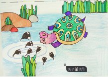 小蝌蚪找妈妈儿童画/蜡笔画图片