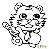 打腰鼓的老虎动物简笔画步骤图片大全
