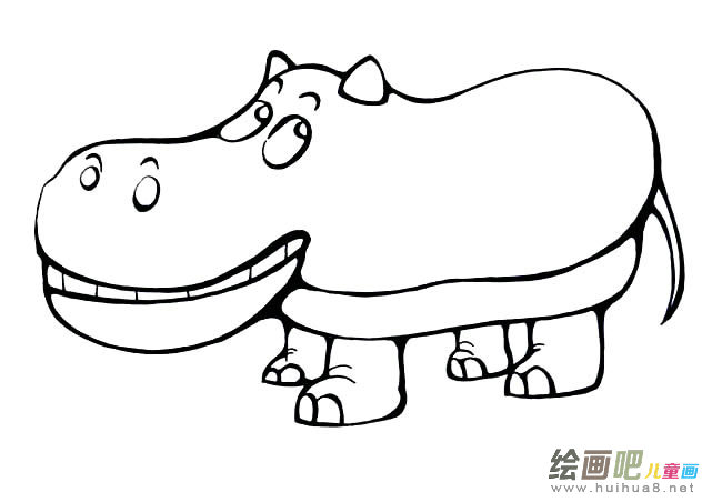 卡通河马简笔画图片