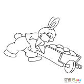 推车的兔子简笔画图片