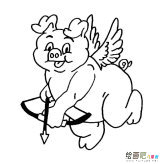 丘比特小猪简笔画图片