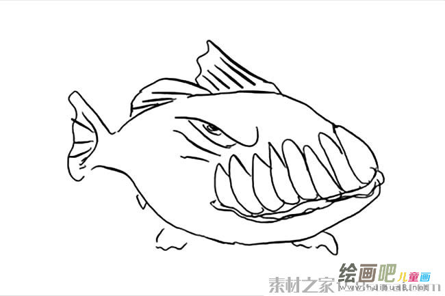 食人鱼简笔画图片