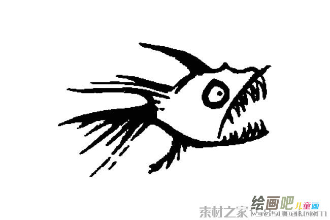 食人鱼简笔画图片