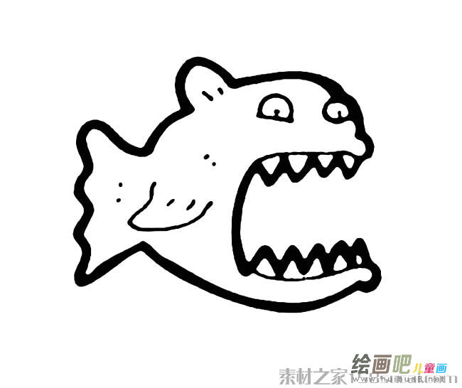 食人鱼简笔画图片