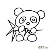 大熊猫吃竹子简笔画图片