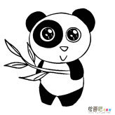 大熊猫抱竹子简笔画图片