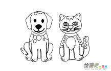 小狗和小猫简笔画图片