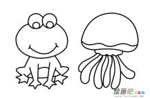 青蛙和章鱼简笔画图片