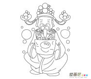 中国神话人物财神简笔画图片