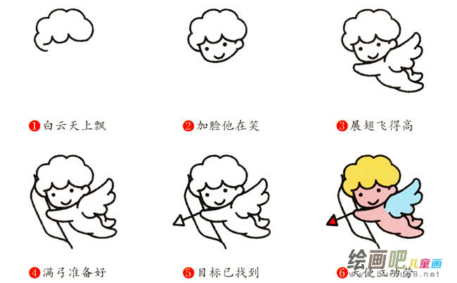 天使简笔画步骤图片大全