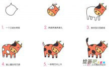 小花牛动物简笔画步骤图片大全