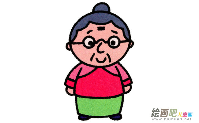 奶奶人物简笔画步骤图片大全