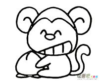 偷桃的猴子动物简笔画步骤图片大全