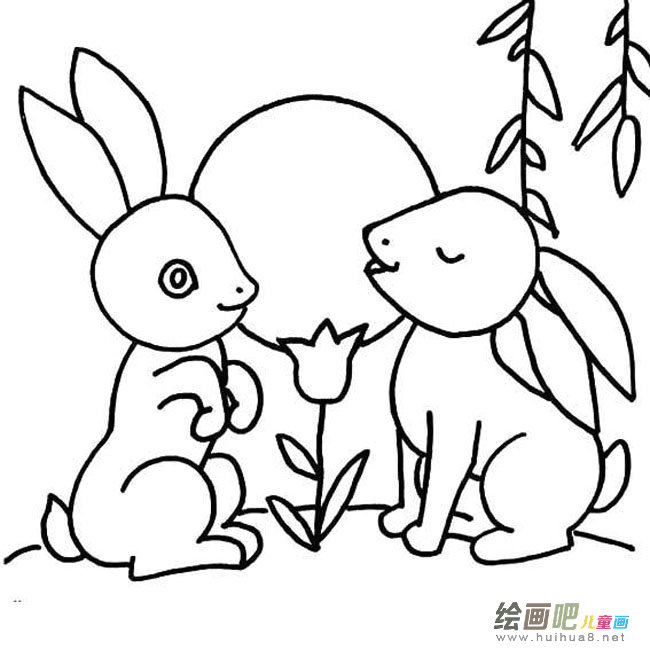 两只兔子动物简笔画步骤图片大全