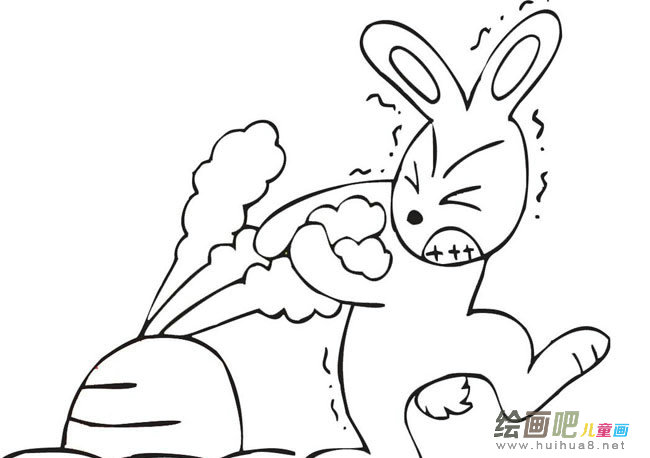 拔萝卜的兔子动物简笔画步骤图片大全