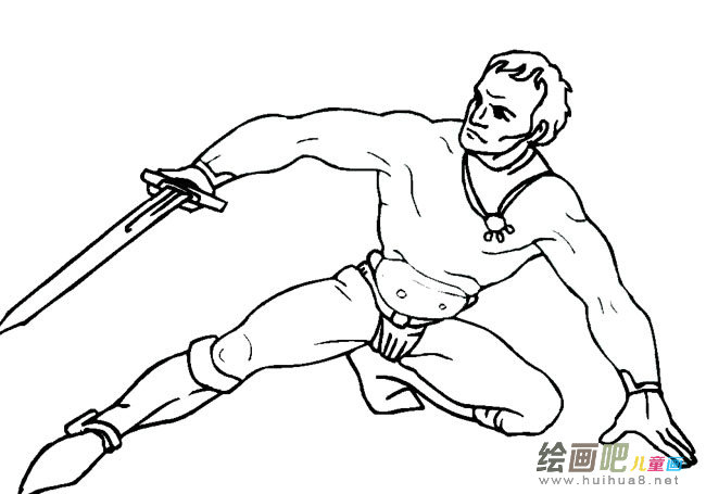 舞剑的武士人物简笔画步骤图片大全