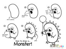 小怪物动物简笔画步骤图片大全