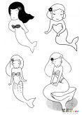 美人鱼人物简笔画步骤图片大全