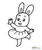 跳舞的兔子动物简笔画步骤图片大全