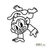 倒立的猴子动物简笔画步骤图片大全