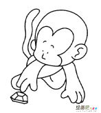 乌龟小猴子动物简笔画步骤图片大全