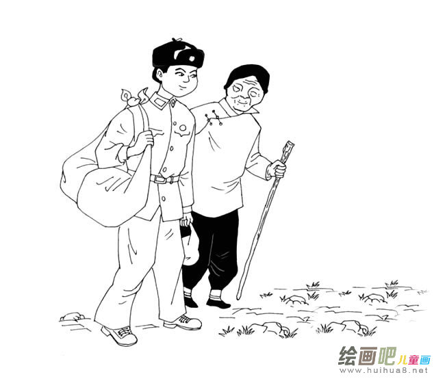 扶老人的雷锋人物简笔画步骤图片大全