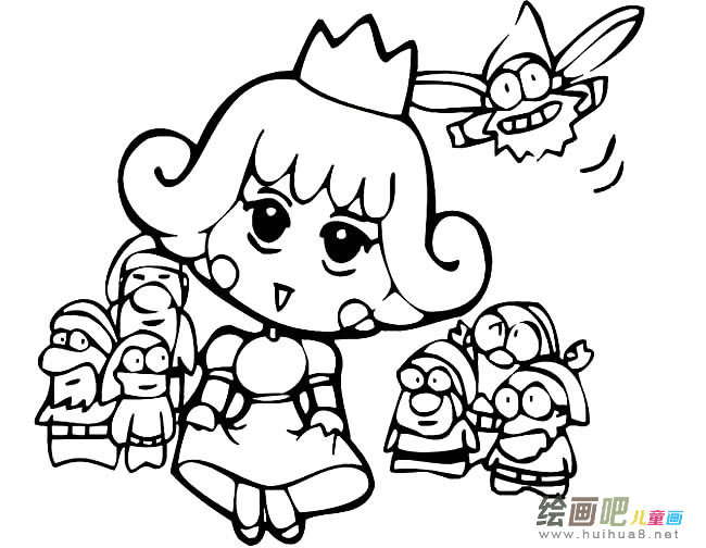 白雪公主七个小矮人人物简笔画步骤图片大全