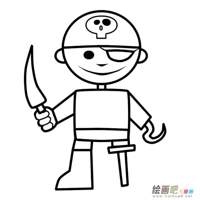 海盗人物简笔画步骤图片大全