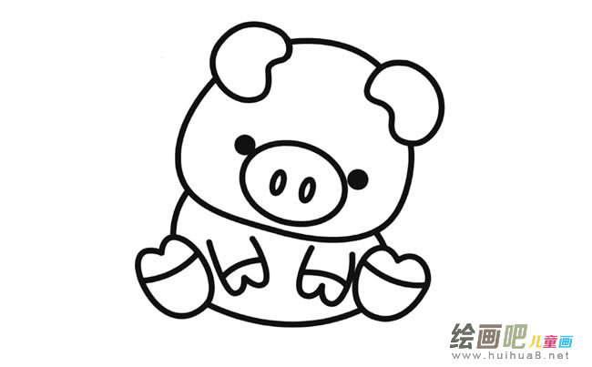 可爱小猪动物简笔画步骤图片大全