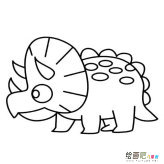 三角龙动物简笔画步骤图片大全