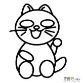 招财猫动物简笔画步骤图片大全