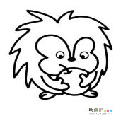 抱苹果的刺猬动物简笔画步骤图片大全
