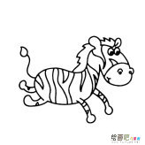 奔跑的斑马动物简笔画步骤图片大全