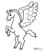 帅气天马动物简笔画步骤图片大全