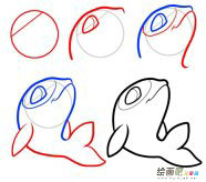 小海豚简笔画步骤图片大全