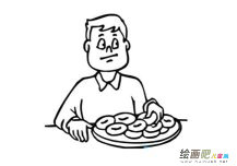 吃饼的人简笔画步骤图片大全