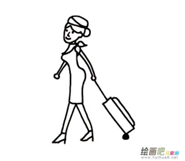 拉皮箱的空姐简笔画图片大全