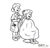 理发店美女简笔画步骤图片大全