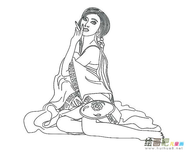 古典大美女简笔画图片大全