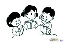小朋友上课简笔画步骤图片大全