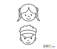 一男一女小朋友头像简笔画步骤图片大全
