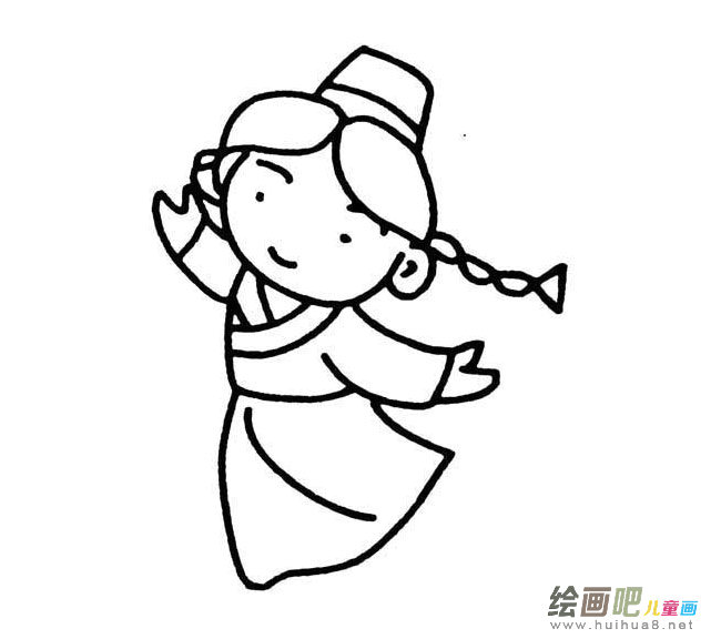 跳民族舞的小姑娘简笔画图片大全