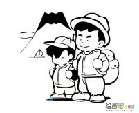 兄弟俩去旅行简笔画步骤图片大全