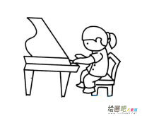 弹钢琴的小女孩简笔画步骤图片大全