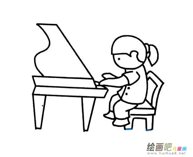 弹钢琴的小女孩简笔画图片大全