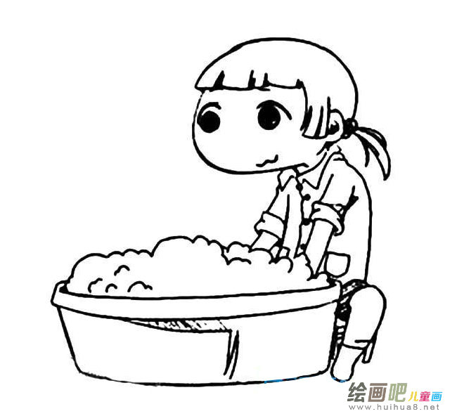 洗⩀Lҩ̡ơ服的小女孩简笔画图片大全