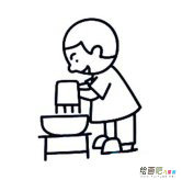 洗脸的小孩简笔画步骤图片大全